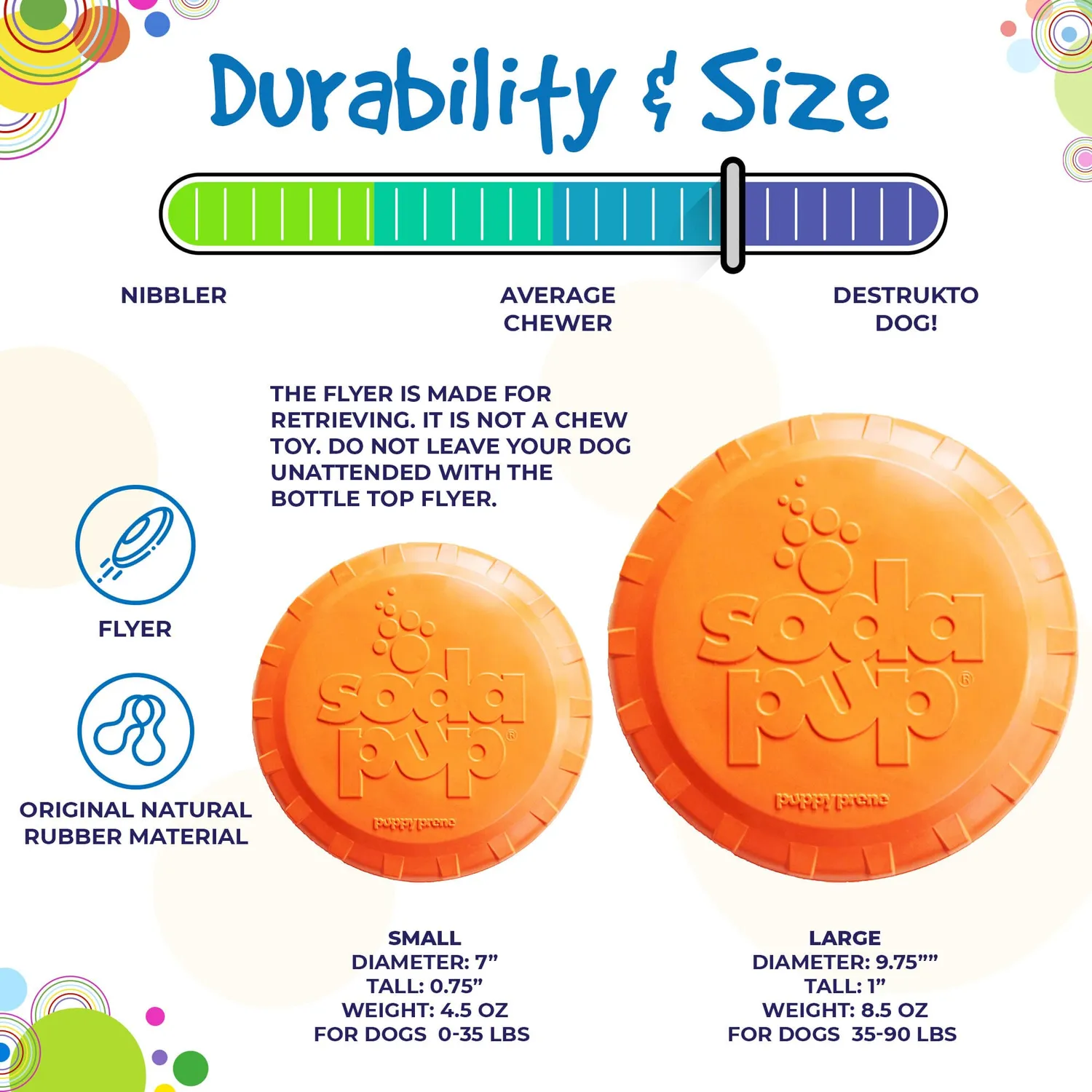 SodaPup Bottle Top Flyer frisbee Large orange naturgummi