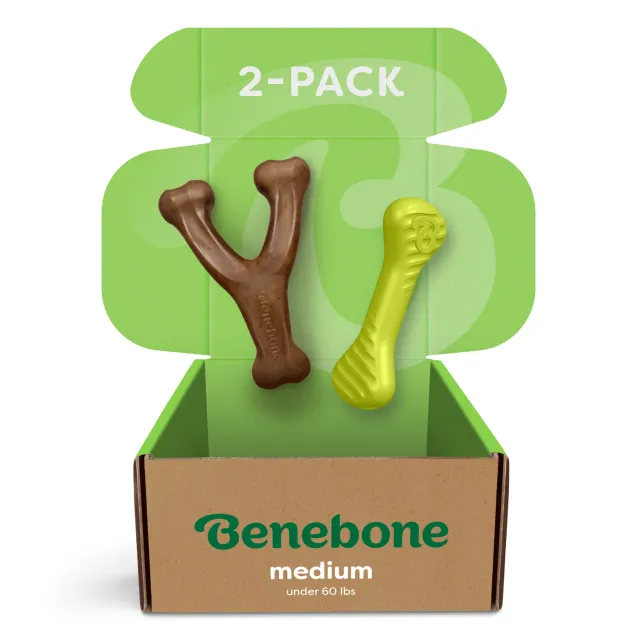 Benebone Chew & Chase Duo tuggleksak Medium 2-pack bacon