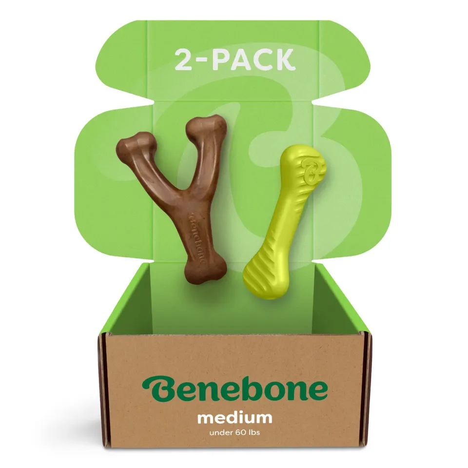 Benebone Chew & Chase Duo tuggleksak Medium 2-pack bacon
