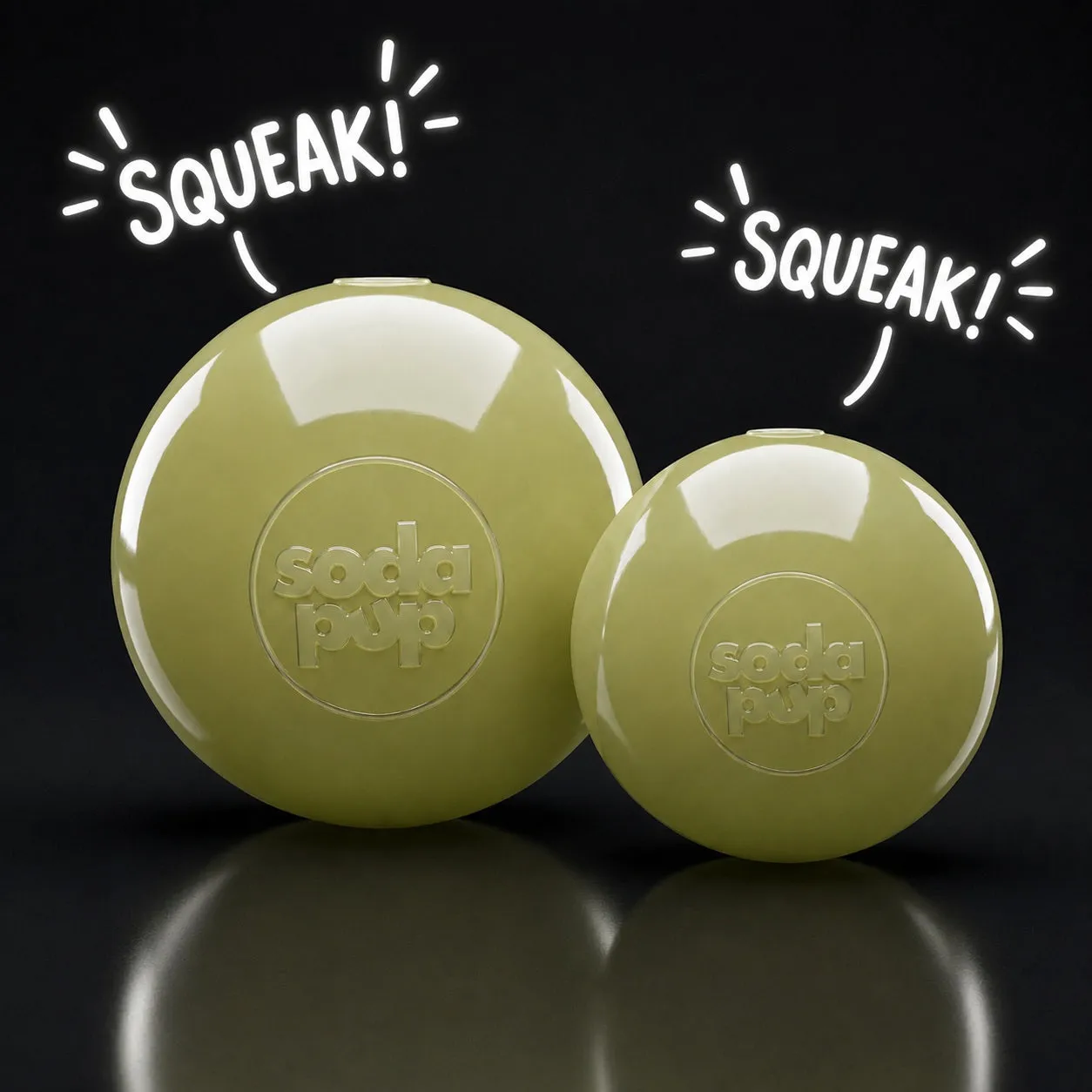 SodaPup Squeak Ball pipboll medium glow in the dark