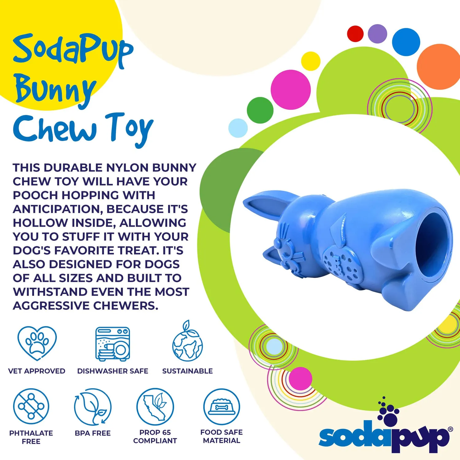 SodaPup Bunny eChew tuggleksak large nylon kanin