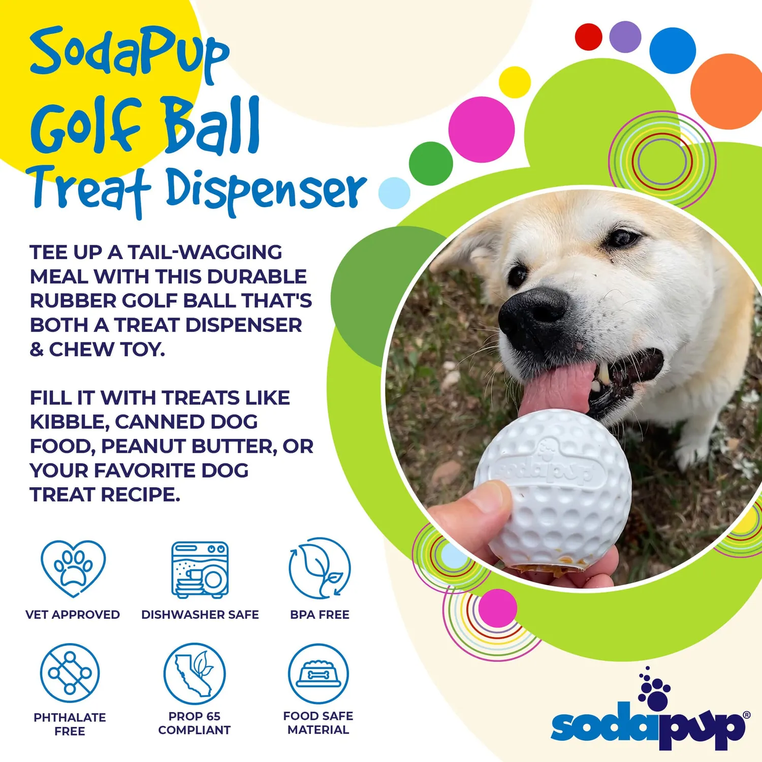 SodaPup Golf Ball apportboll gummi vit flytande