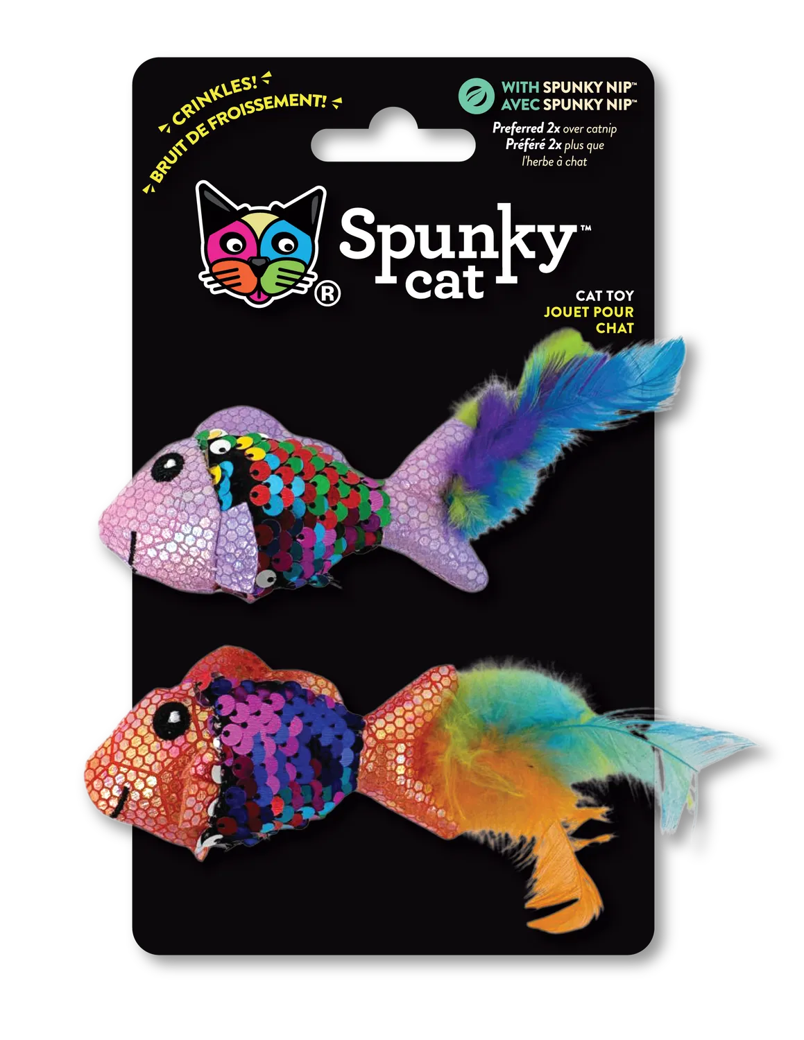 Spunky Pup Spunky Cat kattleksak Sparkle Fish 2-pack kattmynta