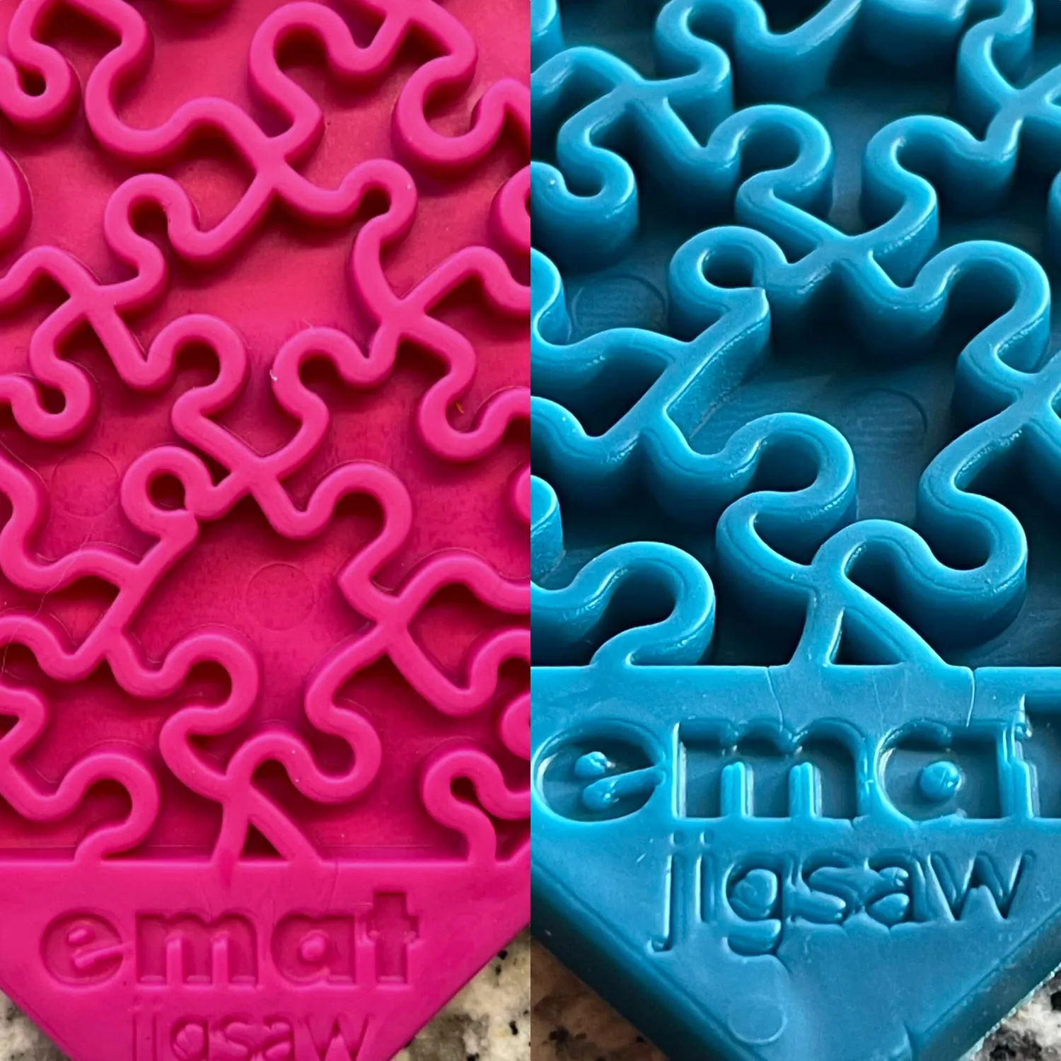 SodaPup Jigsaw slickmatta 2-pack large blå rosa pussel