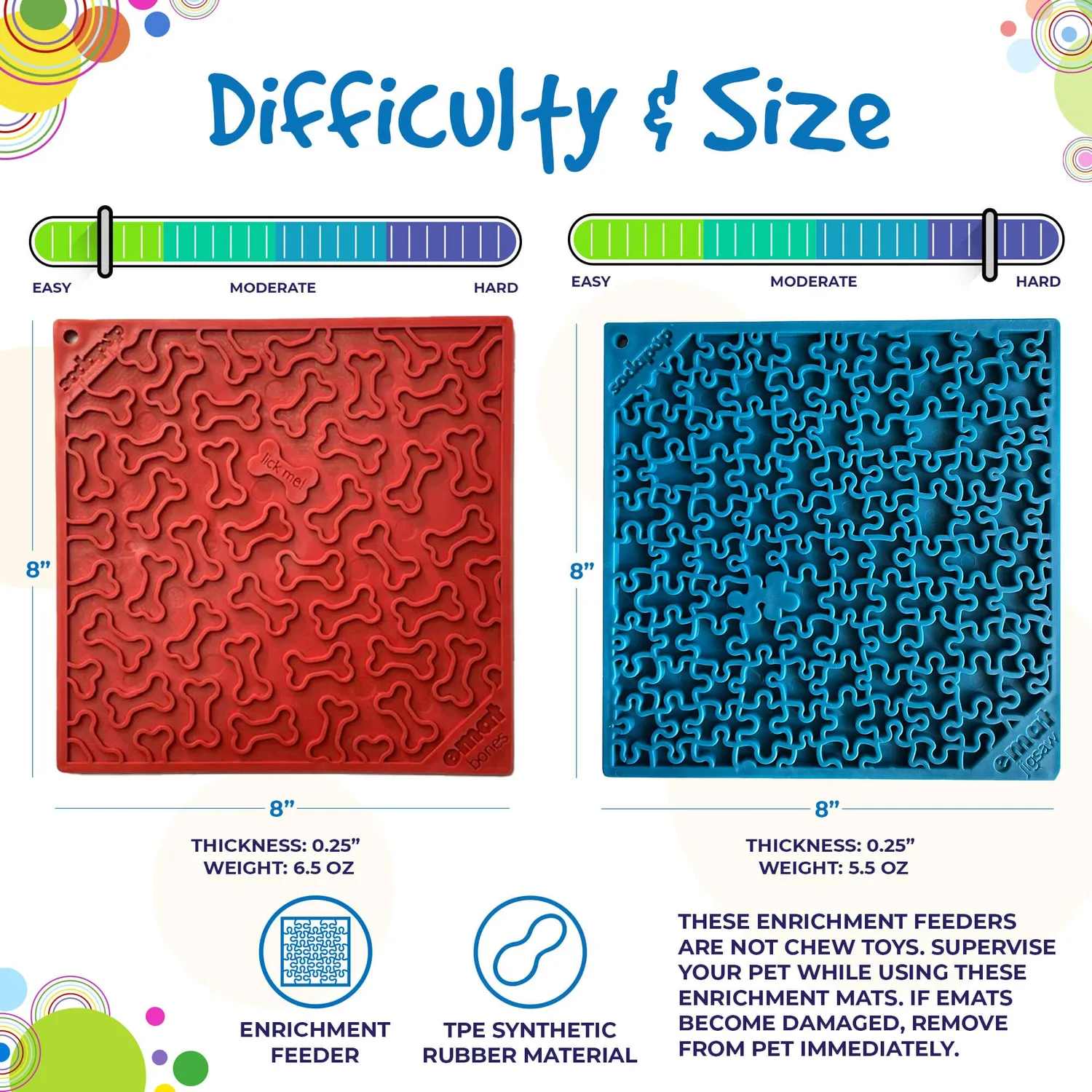SodaPup Jigsaw Bones slickmatta 2-pack blå röd