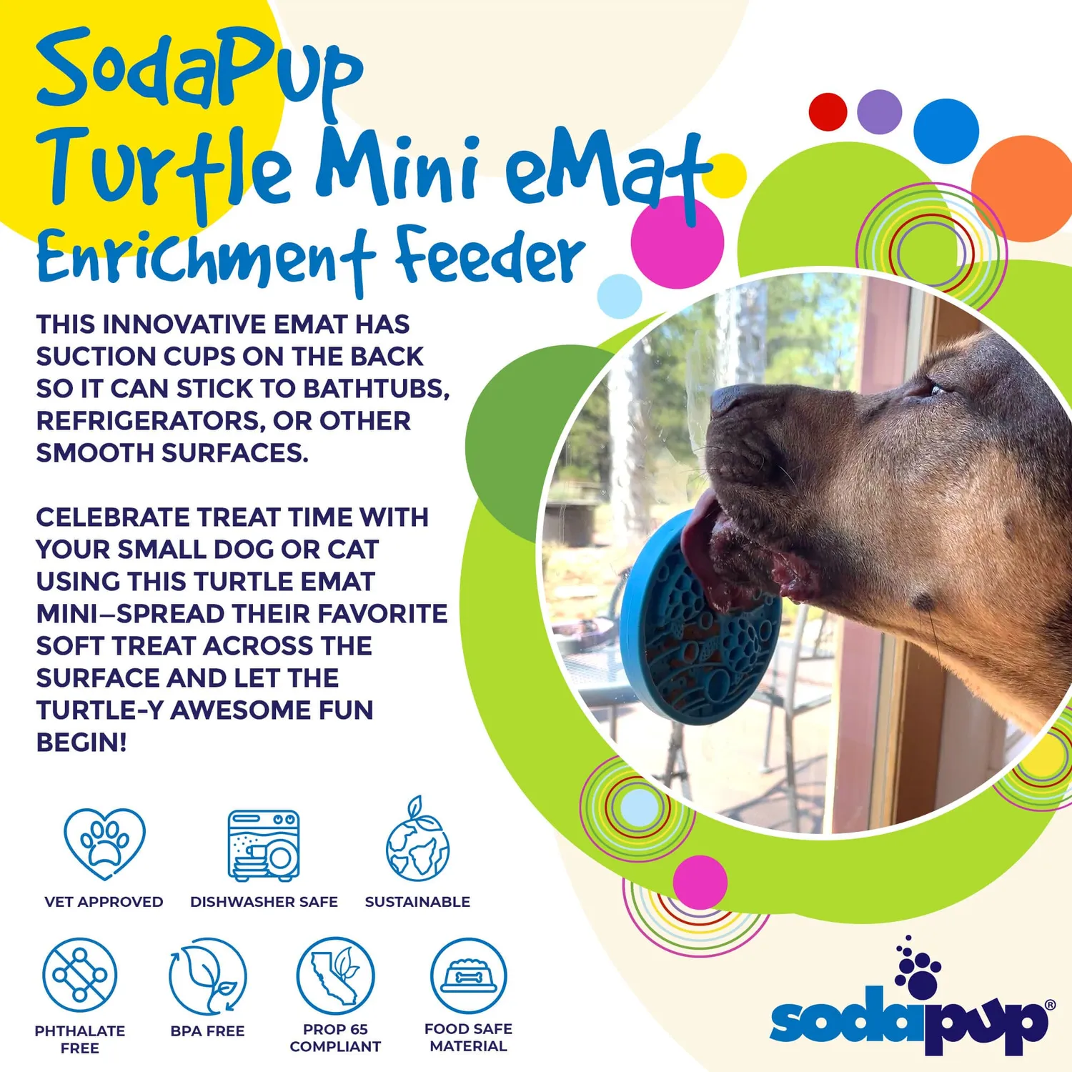 SodaPup Turtle slickmatta mini blå med sugkoppar