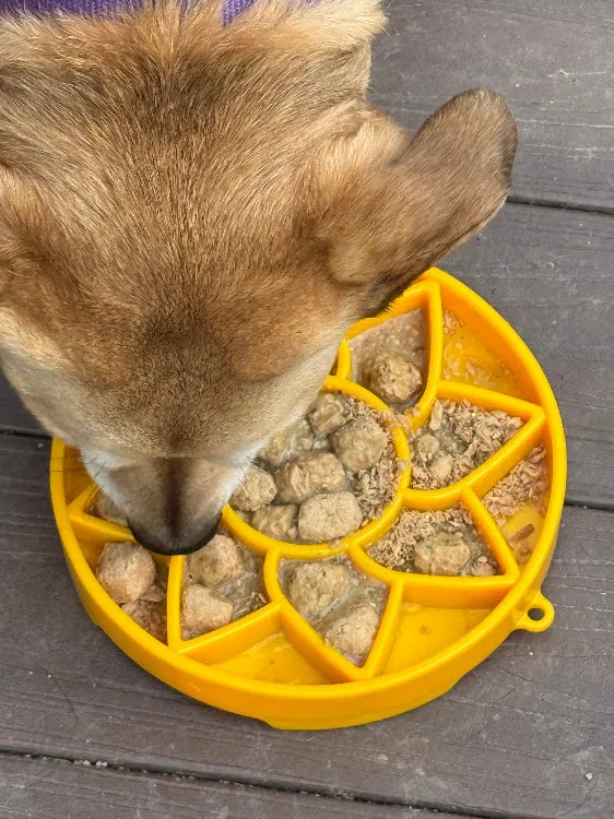SodaPup Sunflower eTray slow feeder skål gul