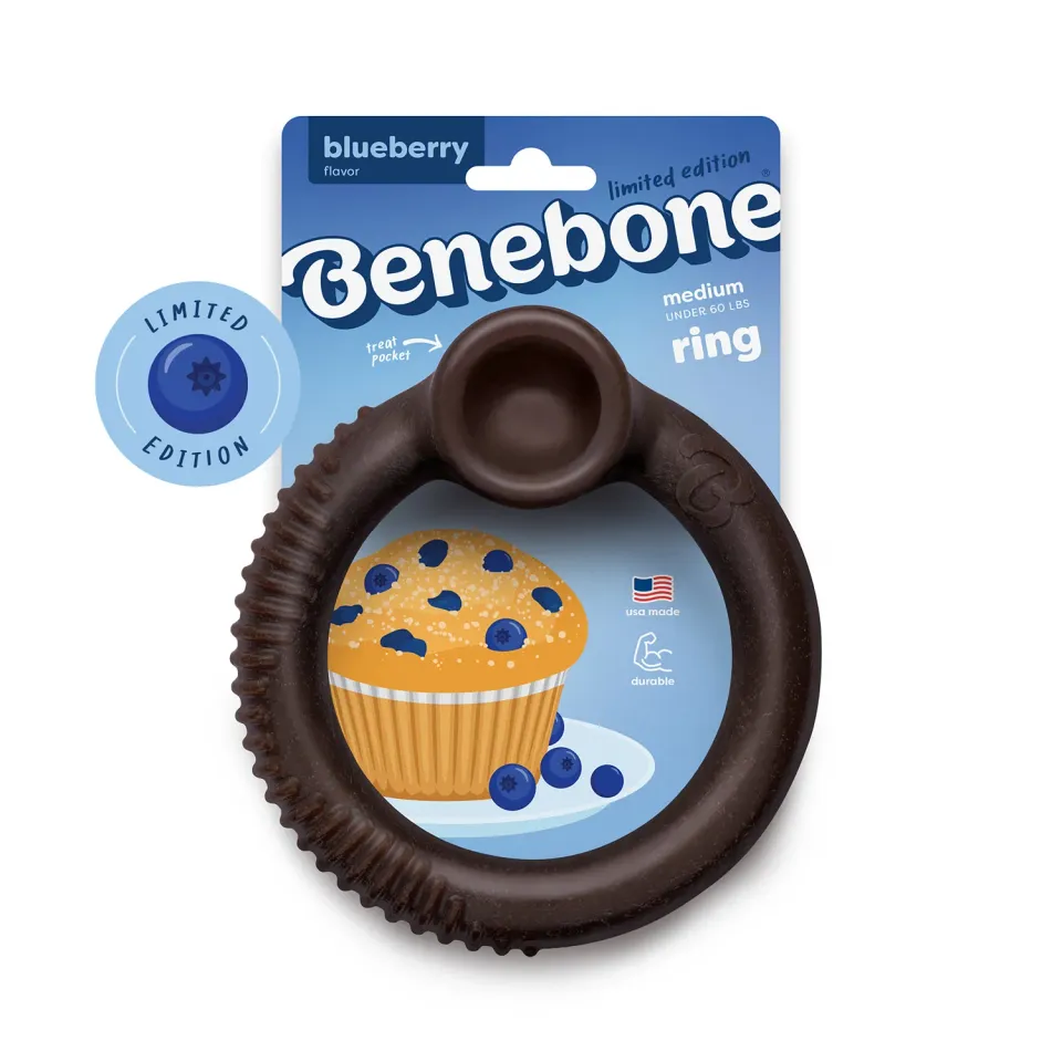 Benebone Blueberry Ring tuggben medium blåbär