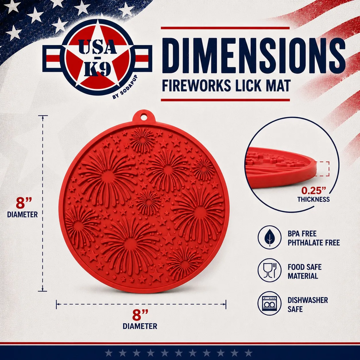 USA-K9 Fireworks slickmatta med sugkopp röd