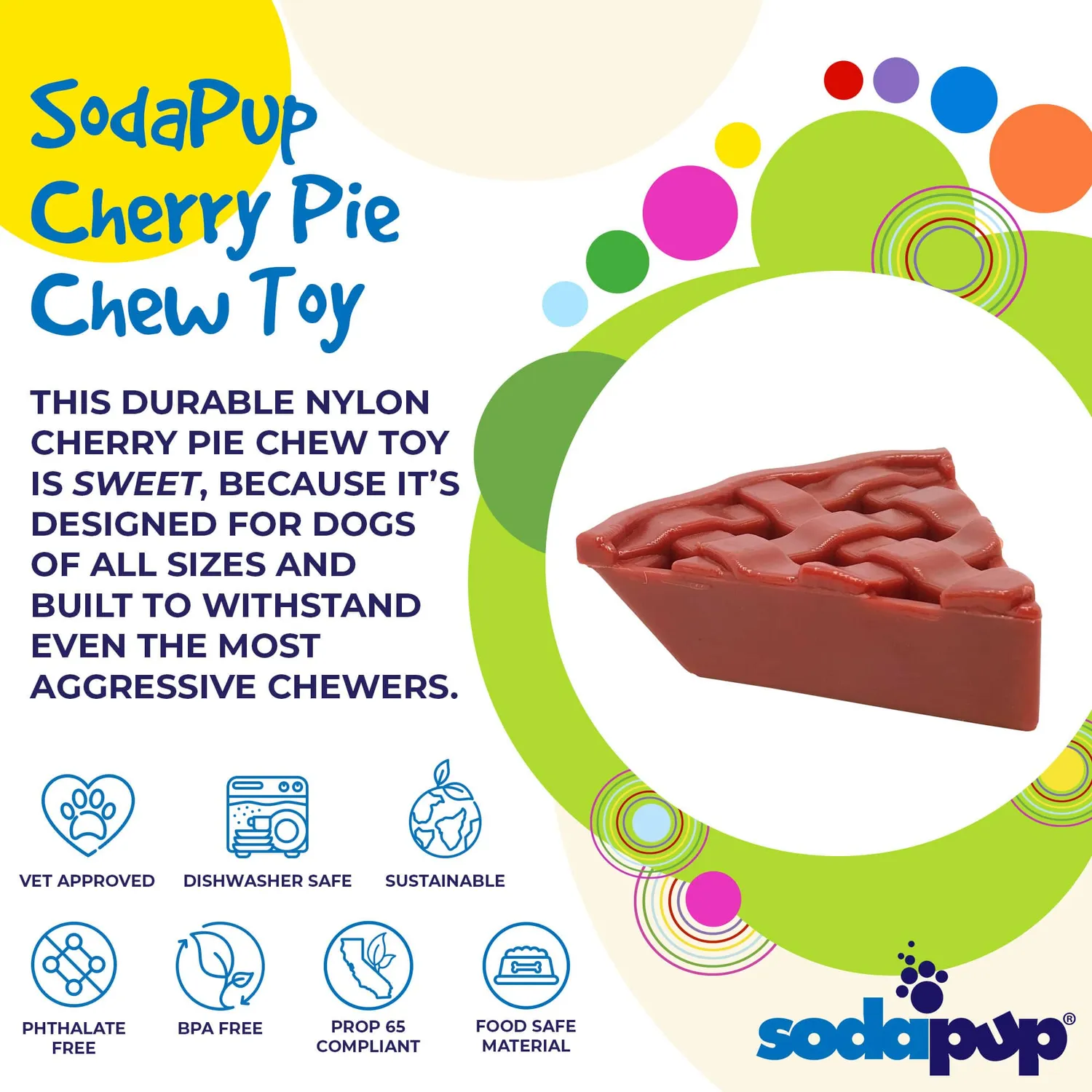 SodaPup Cherry Pie tuggleksak röd nylon hård
