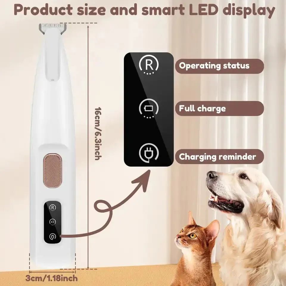 Pawtato tass-trimmer hund vit med LED 18 mm
