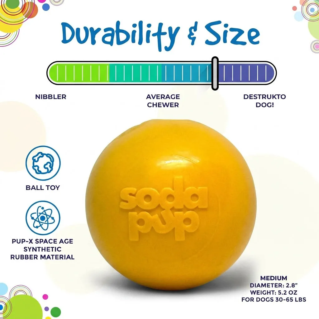 SodaPup Squeak Ball hundleksak gul medium flytande