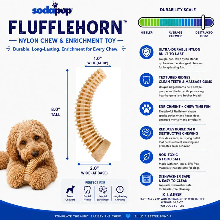 SodaPup Flufflehorn Dental Antler hundleksak XL nylon