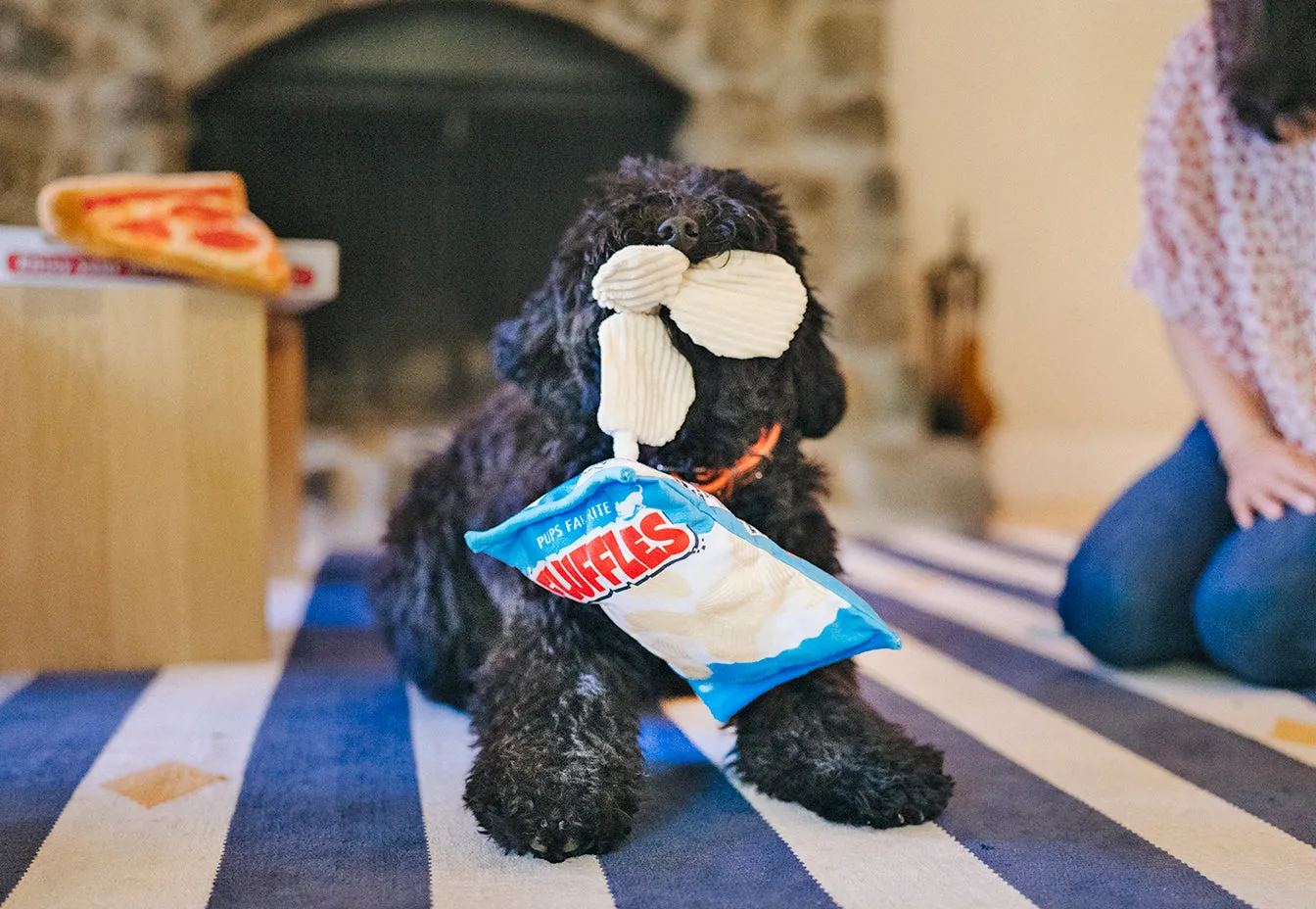 P.L.A.Y. Snack Attack Fluffles Chips hundleksak M med 3 pip