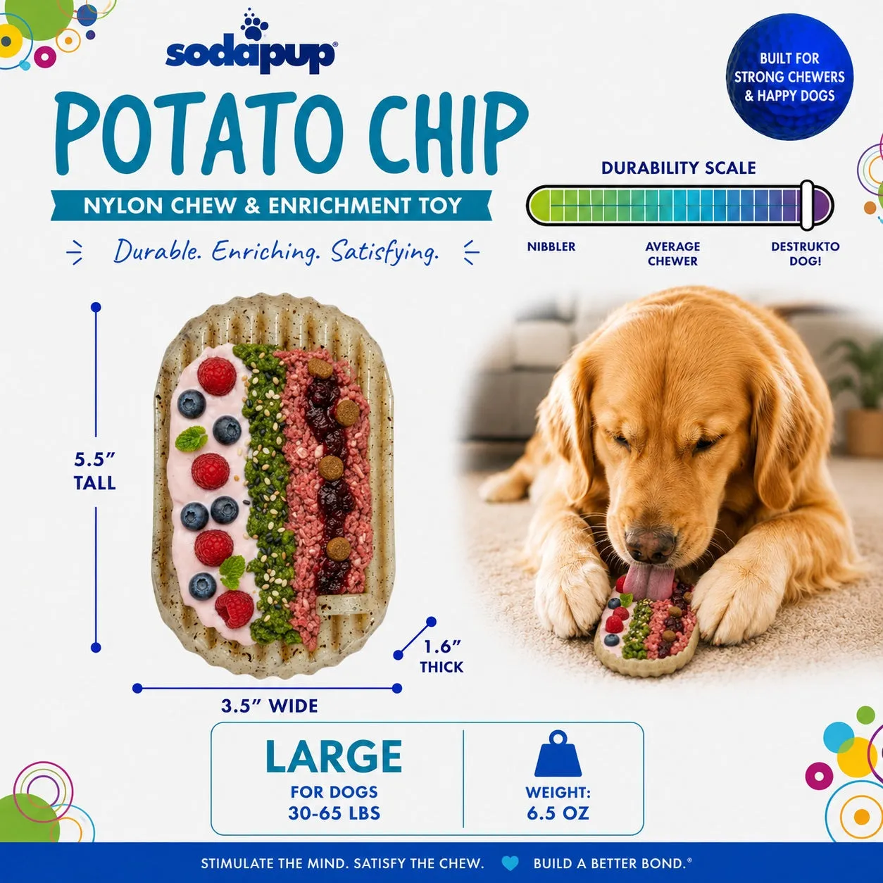 SodaPup Potato Chip tuggleksak brun berikning 2-i-1