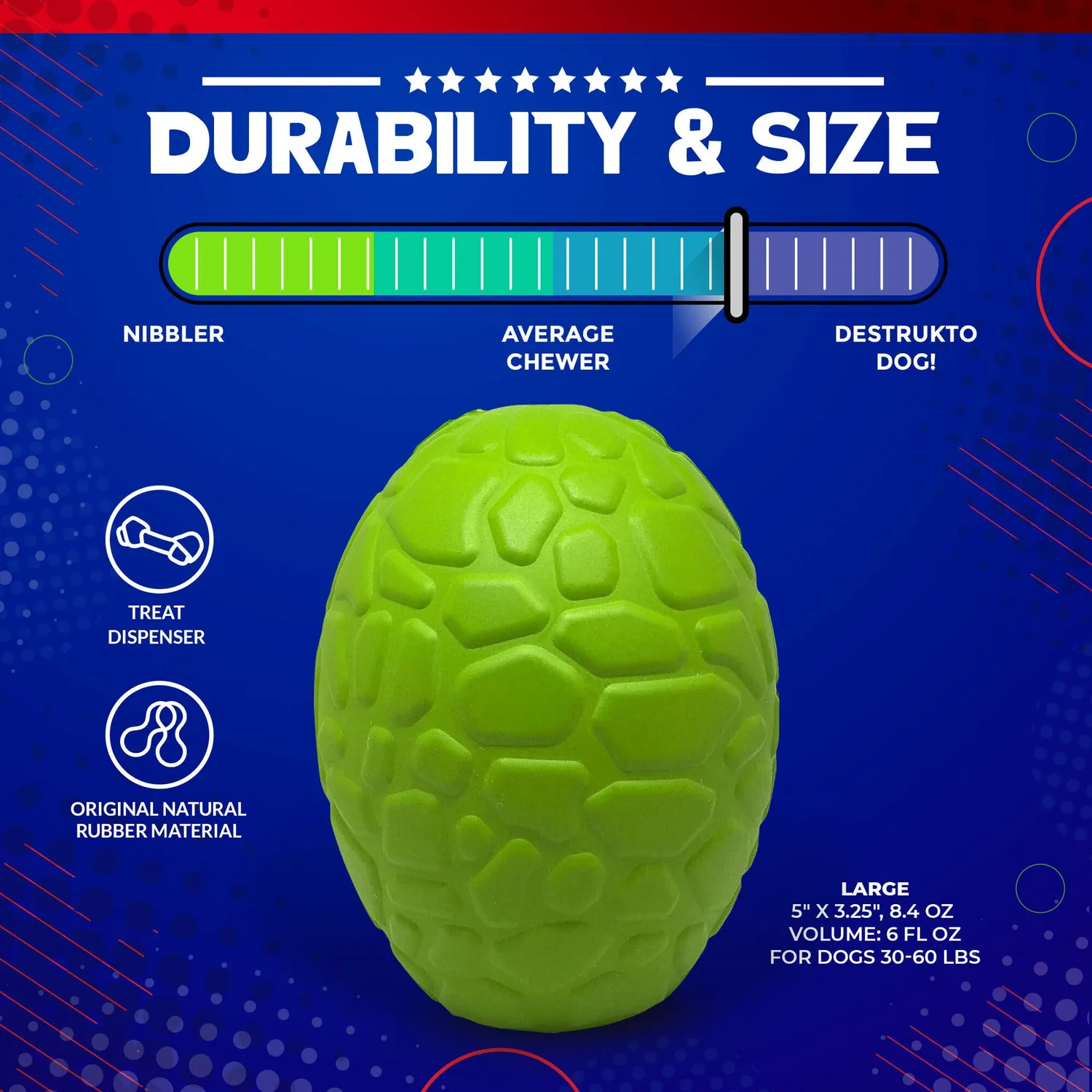 SodaPup Dinosaur Egg hundleksak large grön gummi