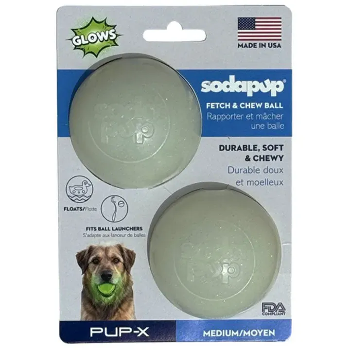 SodaPup Glitter Ball boll 2-pack självlysande mjuk