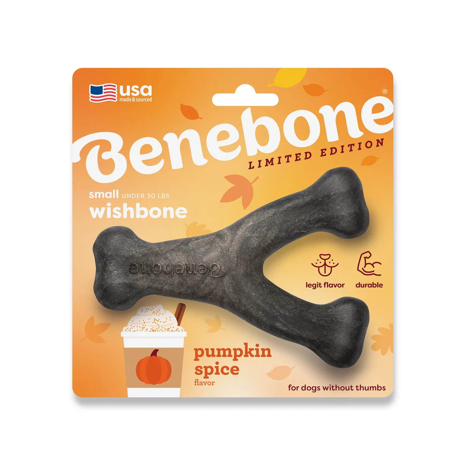 Benebone Pumpkin Spice Wishbone tuggben small pumpakrydda