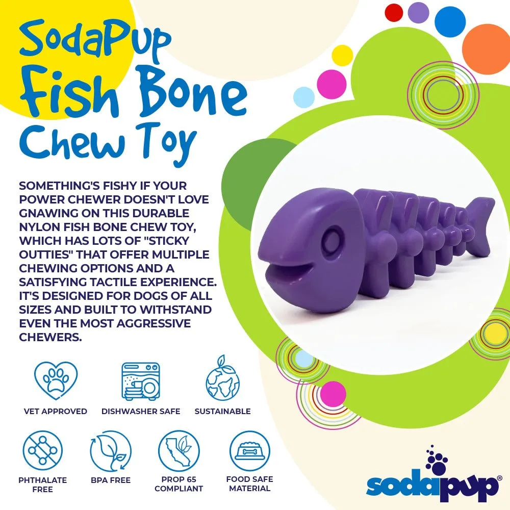 SodaPup Fish Bone bitleksak nylon lila hårdtugg