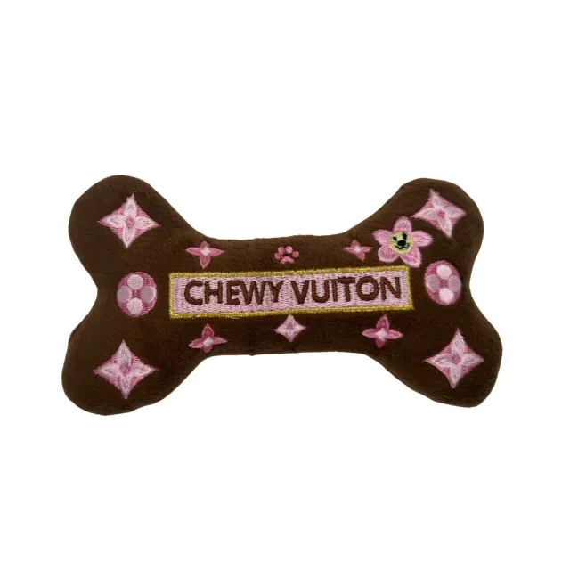 Dog Diggin Designs Chewy Vuiton Brown Blossom Bone hundleksak ben mjuk