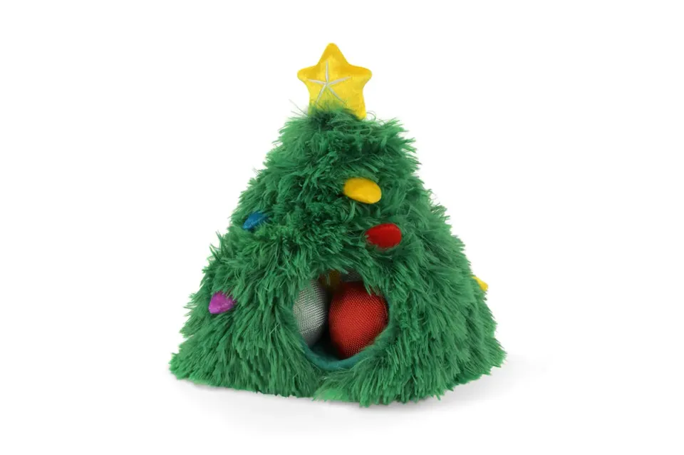 P.L.A.Y. Merry Woofmas Doglas Fur hundleksak gran med pip