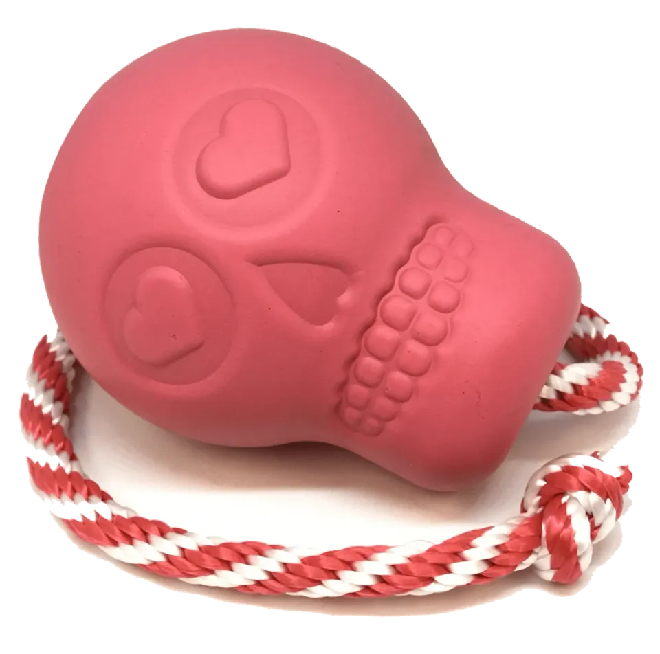 SodaPup USA-K9 Skull tuggleksak gummi rosa large