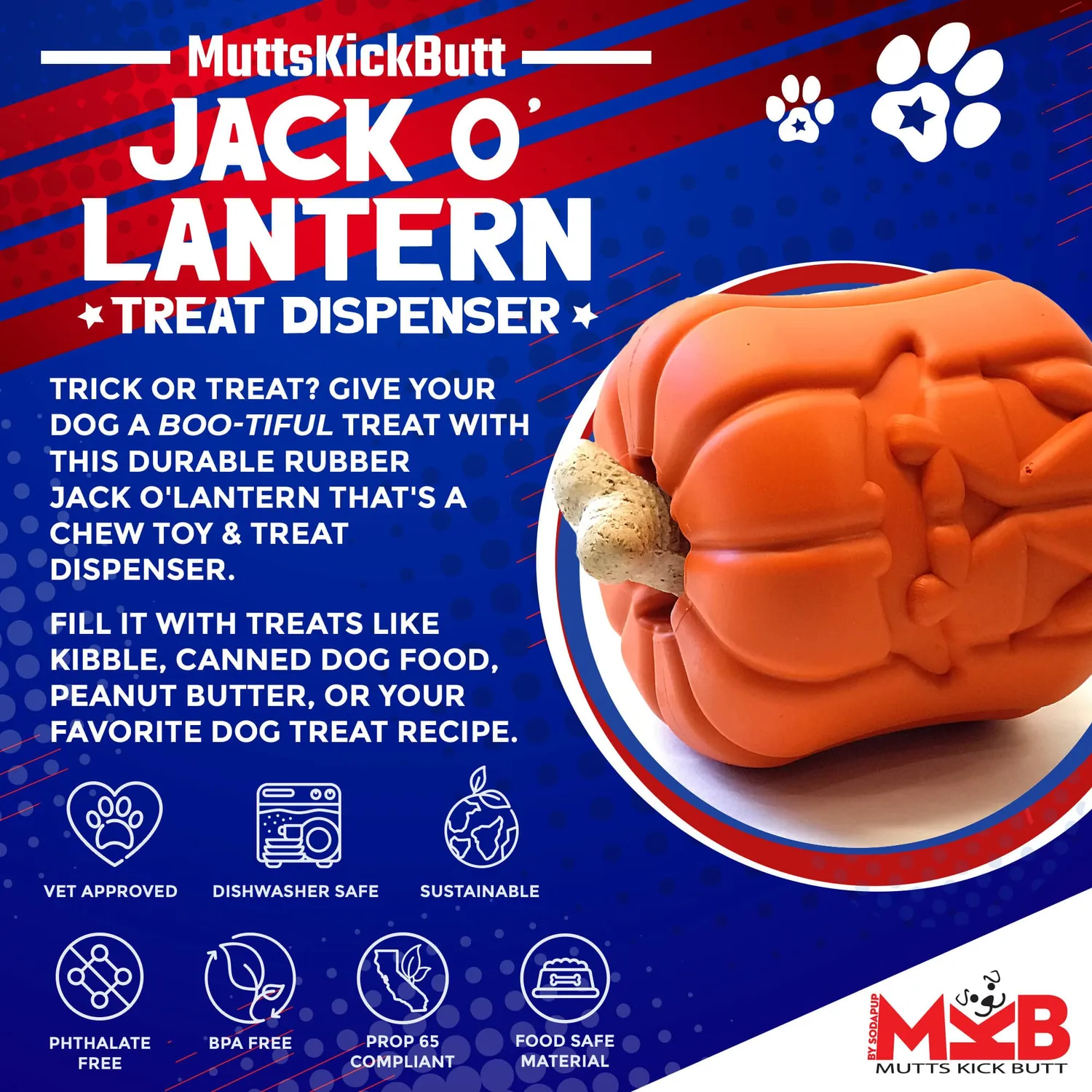 SodaPup Jack O Lantern tuggleksak large pumpa