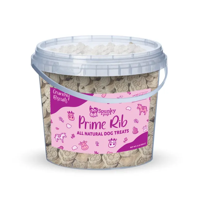 Spunky Pup Bucket of Biscuits hundkex Prime Rib 4 lb storhink