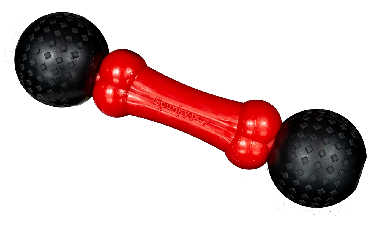 Spunky Pup Fetch & Chew tuggben small röd