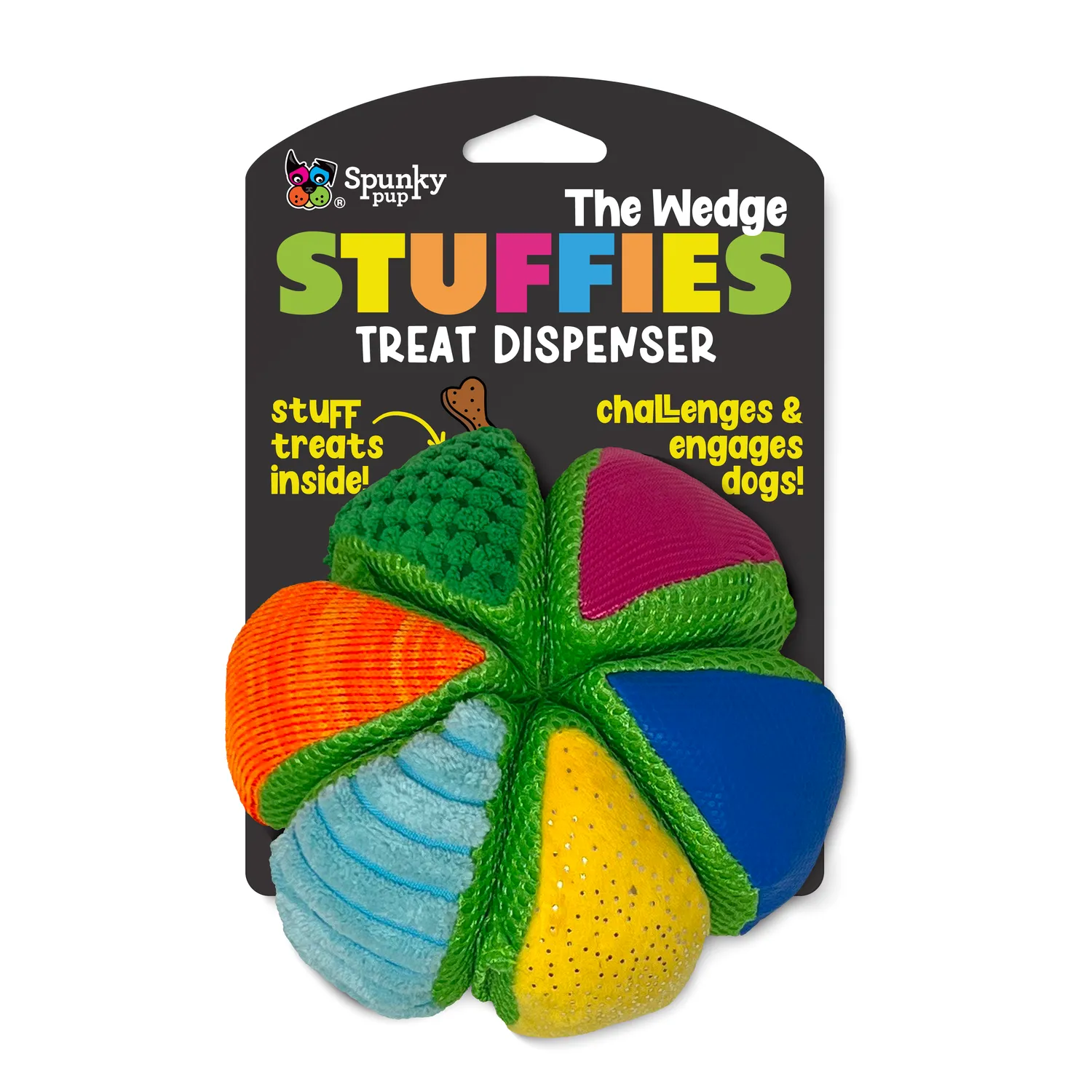 Spunky Pup Stuffies mjukisleksak Tangle Regular med godisfack