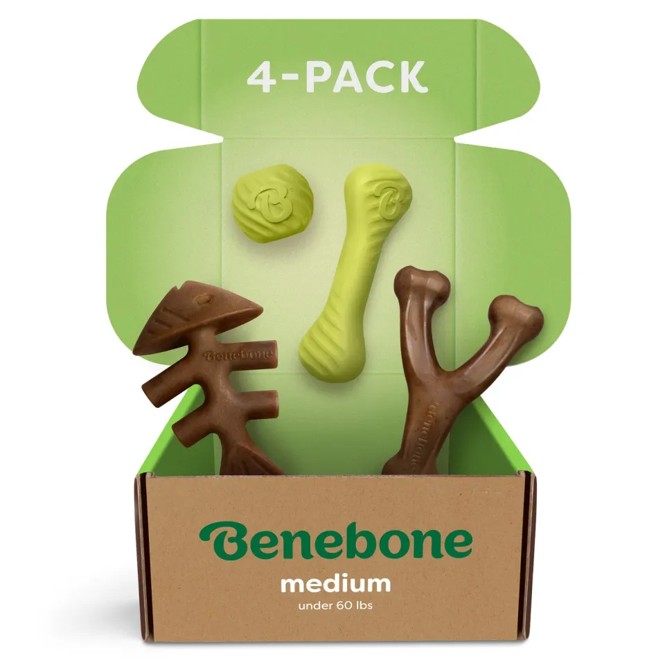 Benebone Chew & Chase Collection tuggleksak Medium 4-pack nylon
