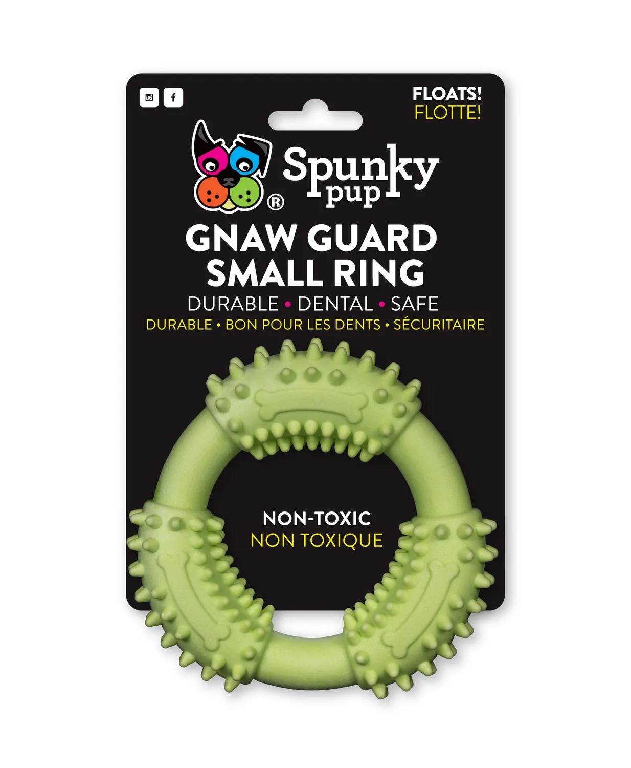 Spunky Pup Gnaw Guard hundleksak liten ring grön flytande