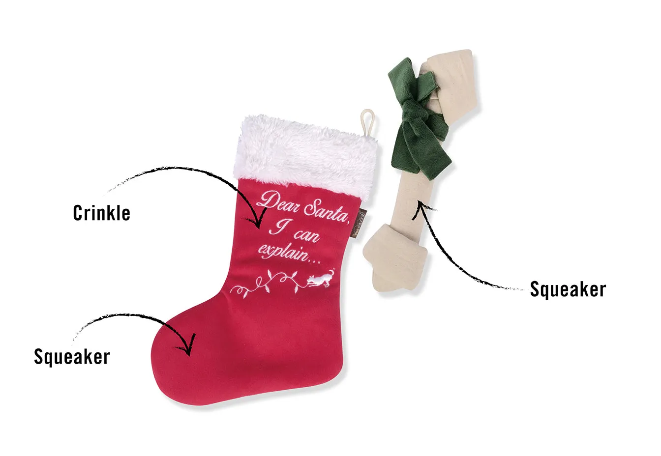 P.L.A.Y. Merry Woofmas Good Dog Stocking hundleksak strumpa prassel