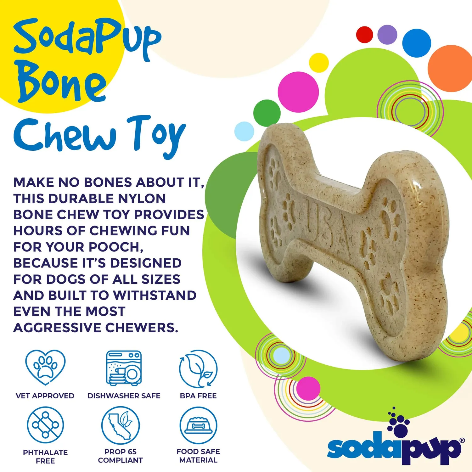 SodaPup Bone eChew tuggleksak nylon brun