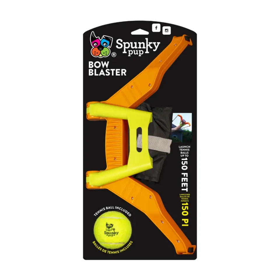 Spunky Pup Bow Blaster bollkastare med boll 45 m
