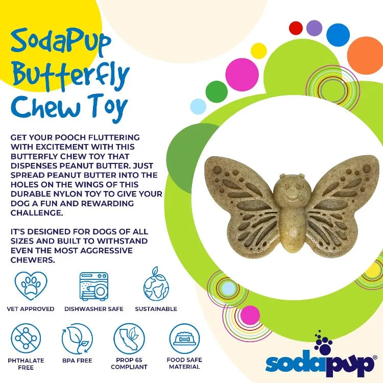 SodaPup Butterfly hundleksak lila nylon