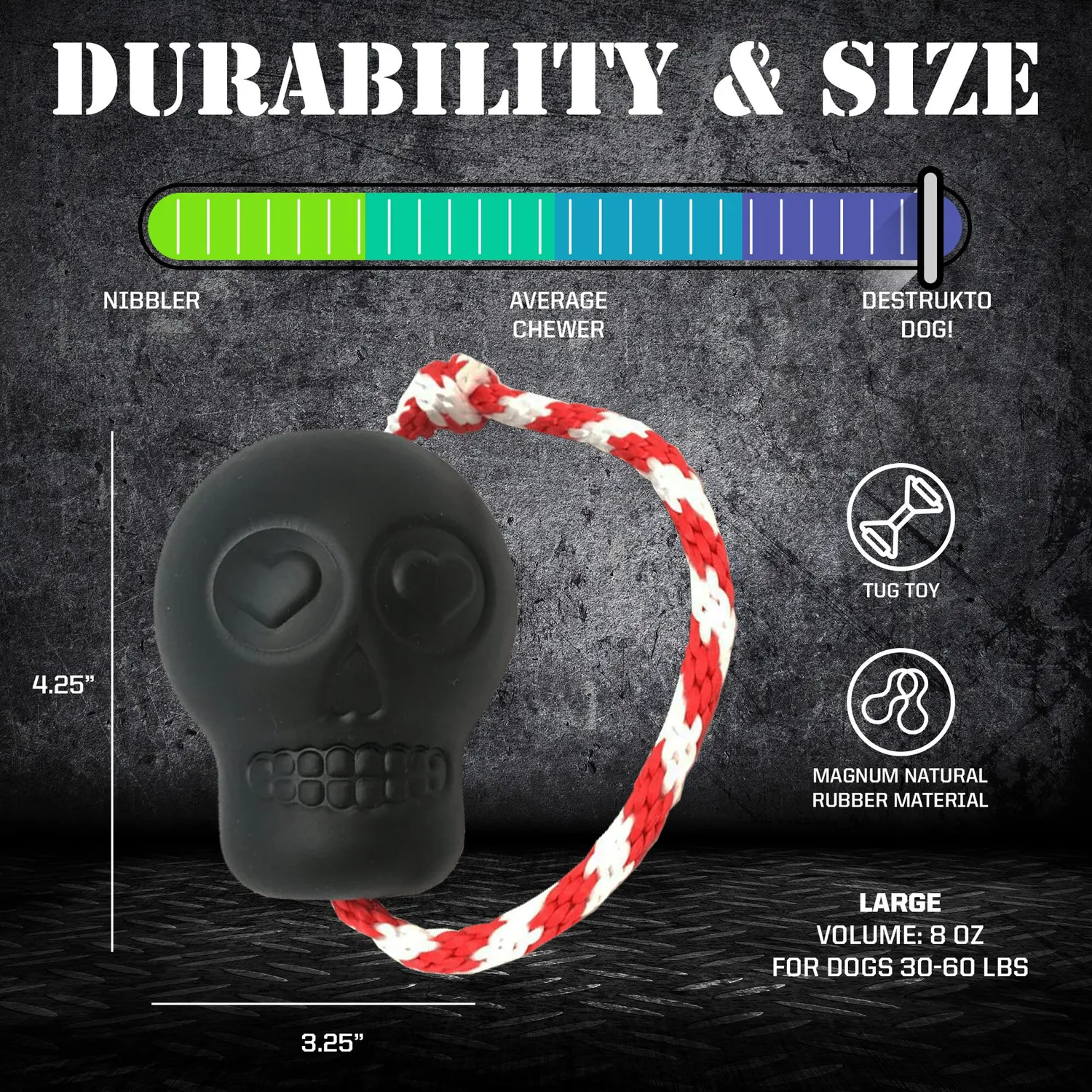 SodaPup USA-K9 Magnum Skull tuggleksak large svart hård