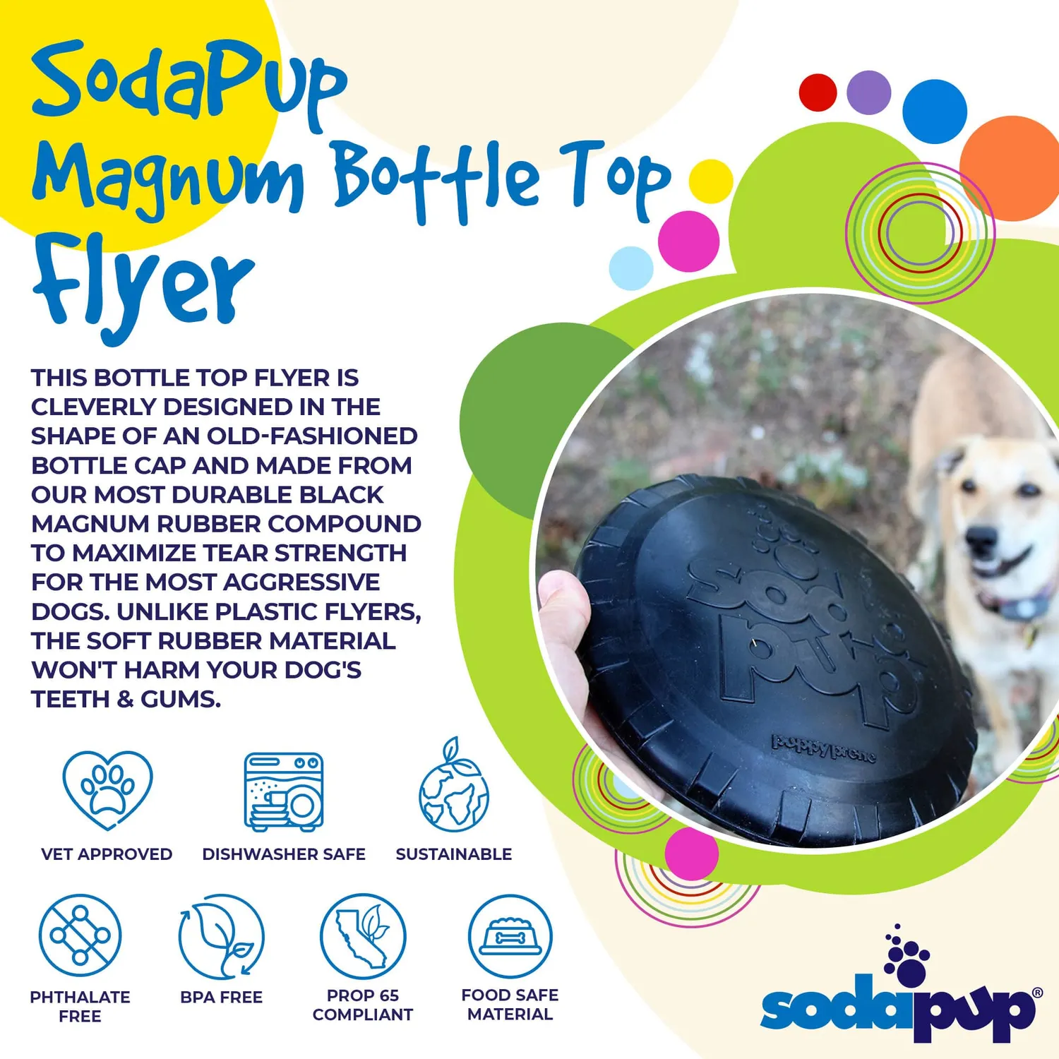 SodaPup Magnum Bottle Top Flyer frisbee large svart