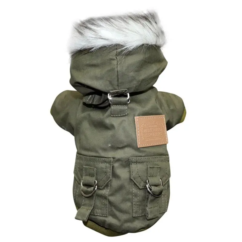 Pawtato Warm Hooded hundjacka khaki med luva