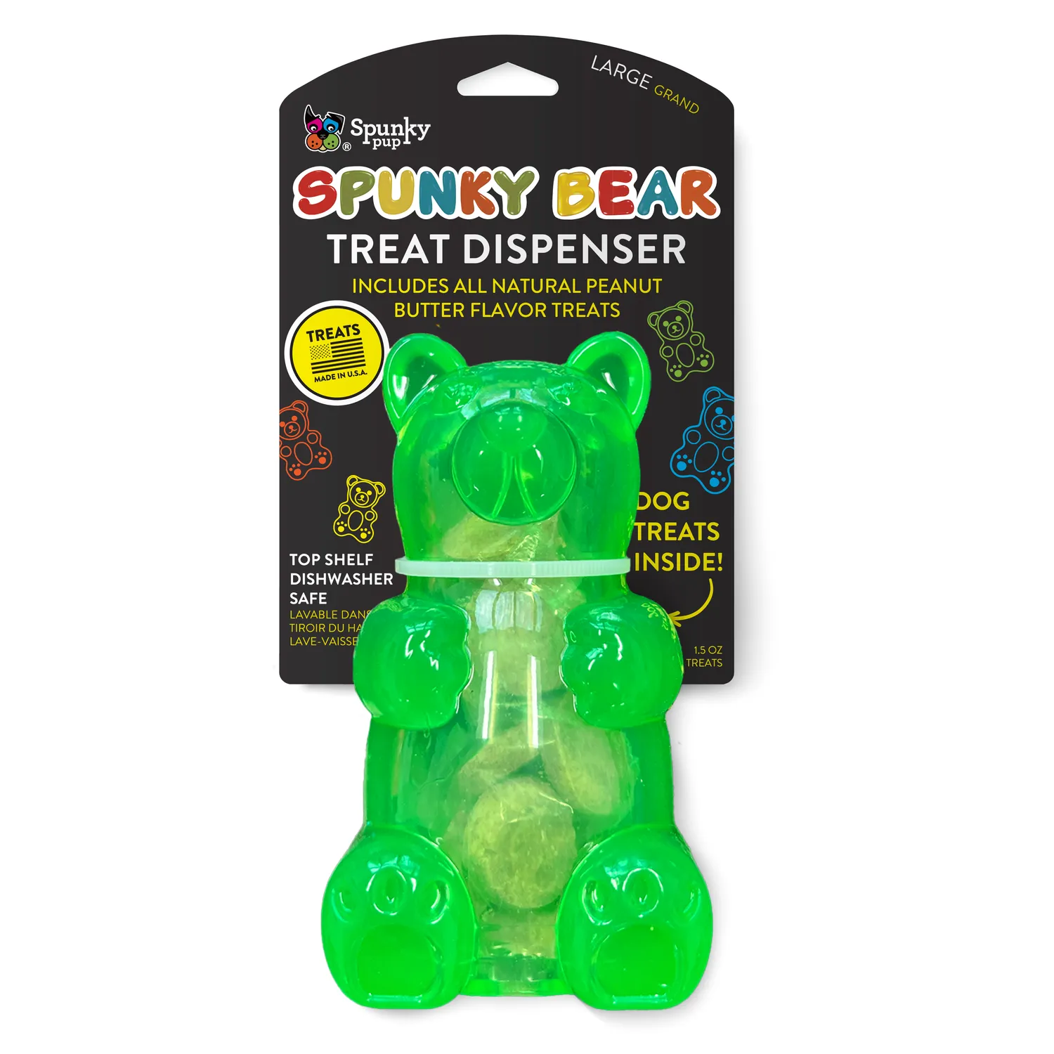 Spunky Pup Gummy Bears hundleksak large orange godisdispenser