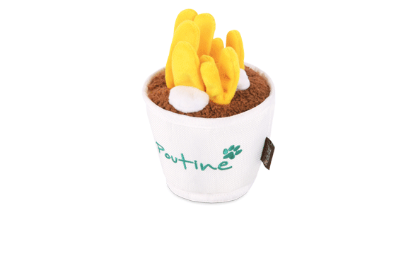 P.L.A.Y. Pooch-tine mjukisleksak flerfärgad löstagbara pommes