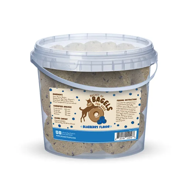 Spunky Pup Bagels hundgodis blåbär 1,36 kg hink