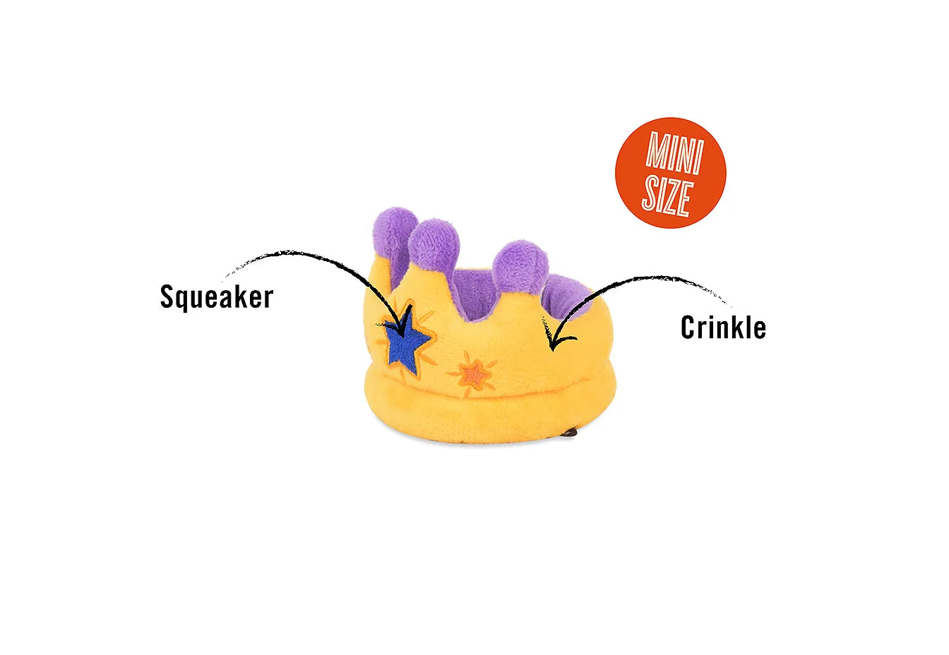P.L.A.Y. Party Time Canine Crown hundleksak mini gul med pip