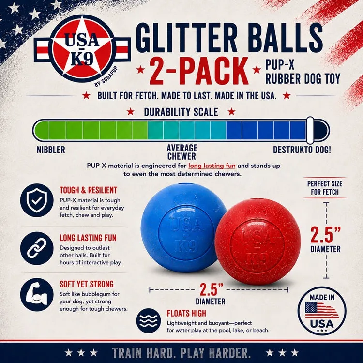 SodaPup Glitter Ball apportboll mjuk 2-pack