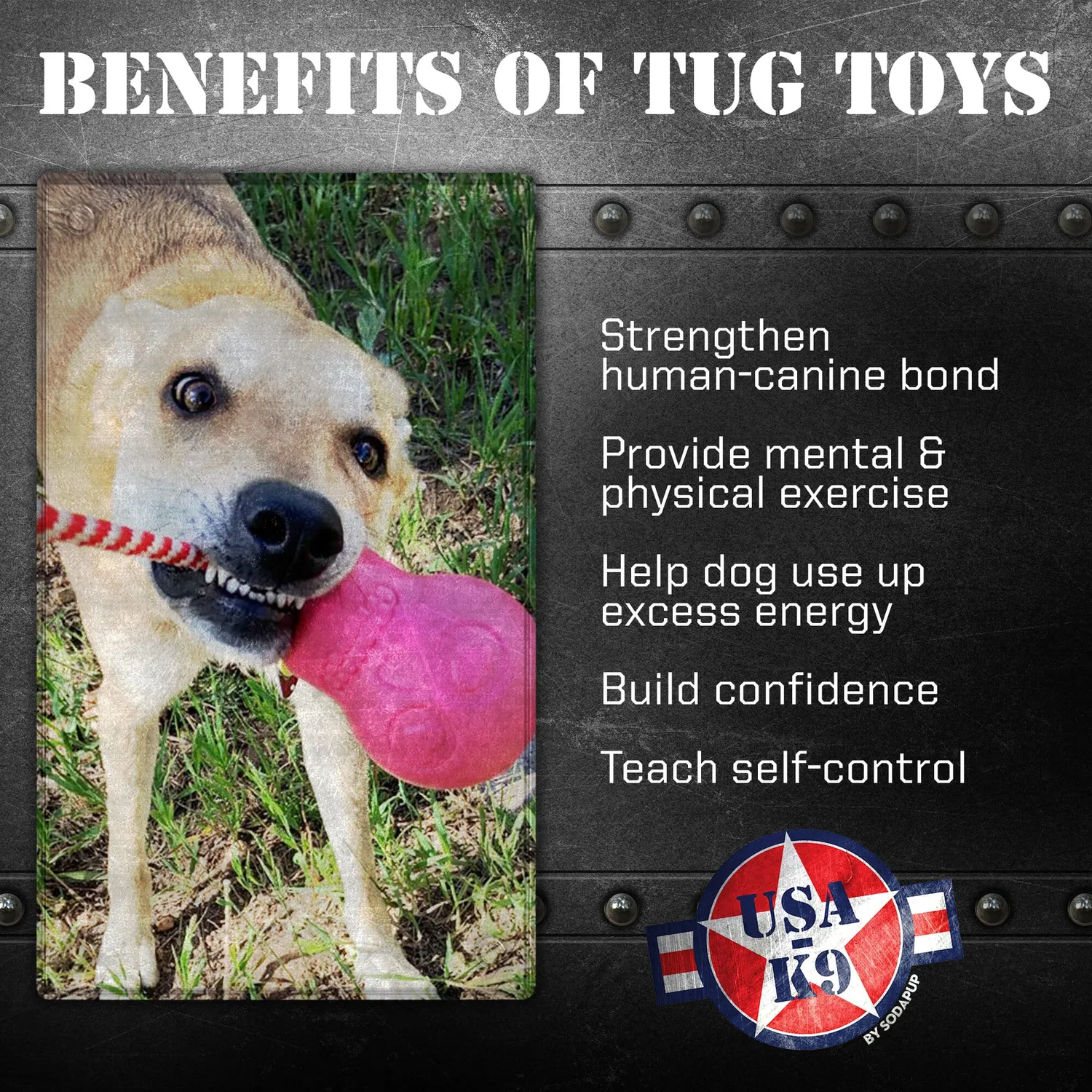 SodaPup USA-K9 Skull tuggleksak gummi rosa large