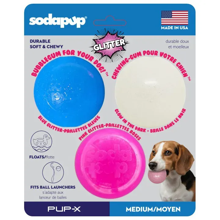 SodaPup Glitter Ball boll 3-pack 6,3 cm mjuk flytande