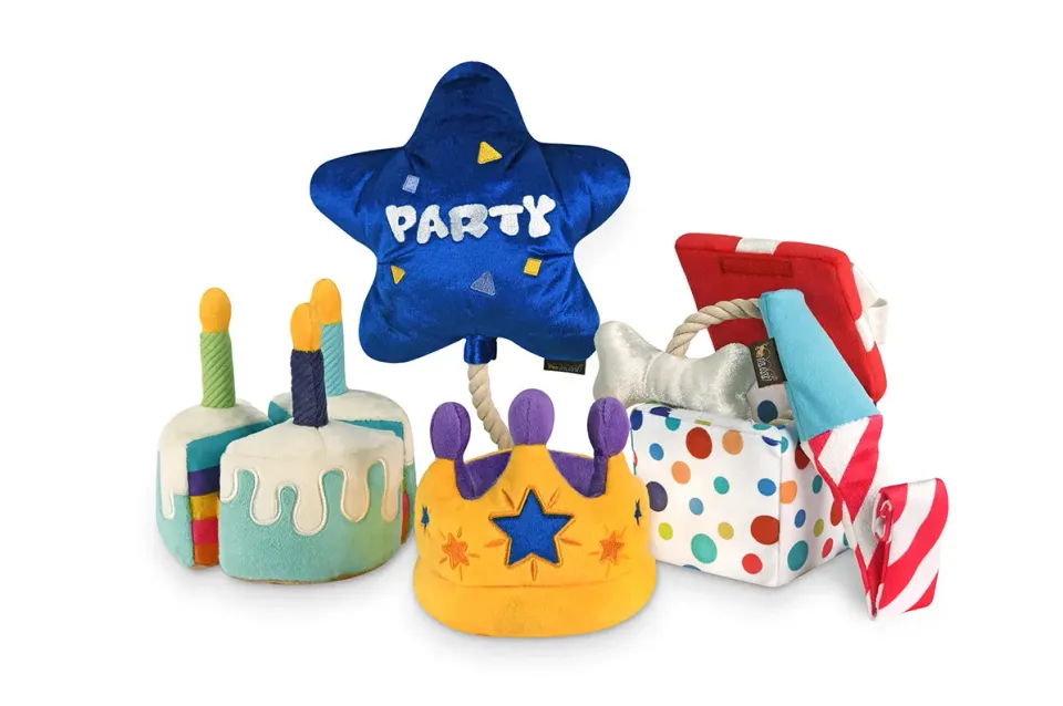 P.L.A.Y. Party Time Collection mjuka hundleksaker set 5 pip