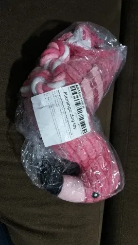 Pawtato Flamingo dragleksak plysch 34 cm med pip och rep
