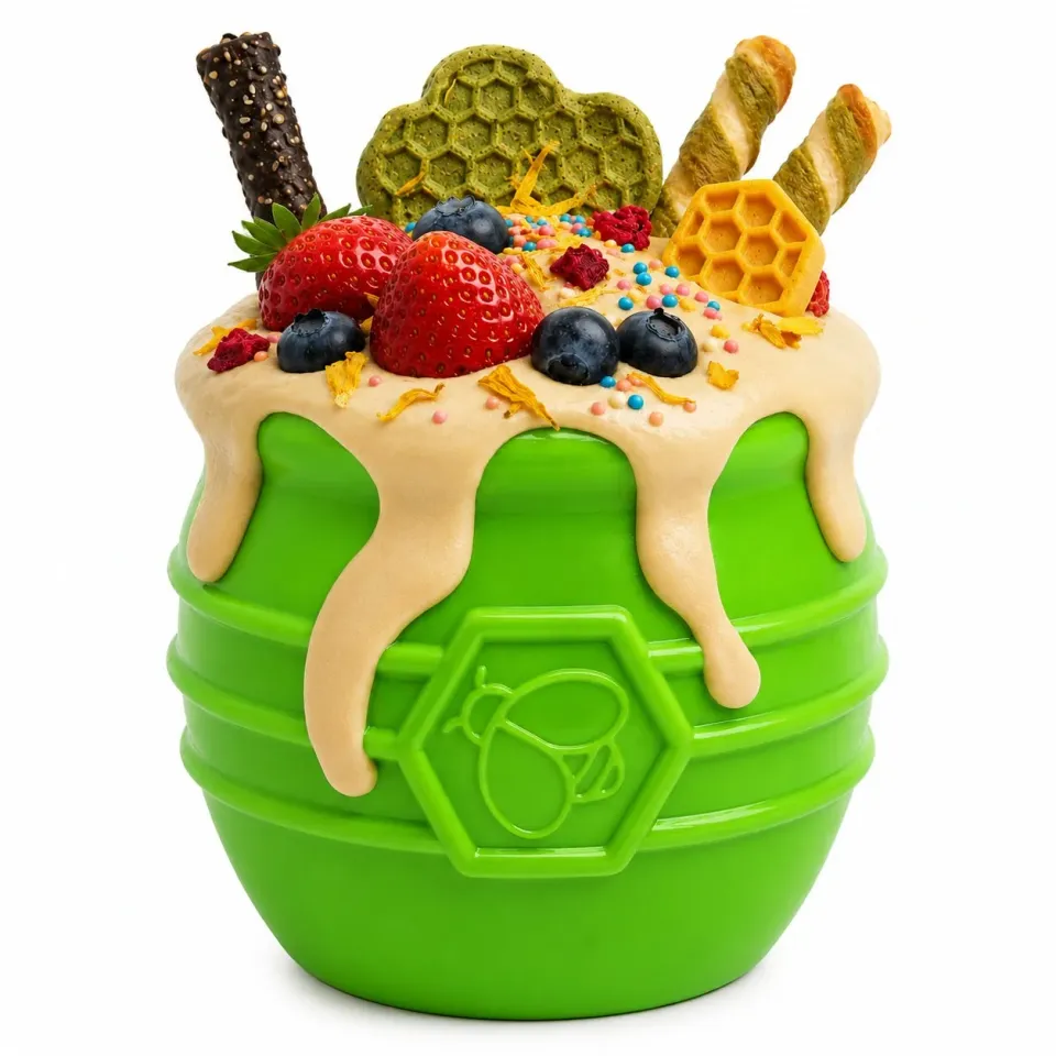 SodaPup Honey Pot Large hundleksak äppelgrön frystorkad mat