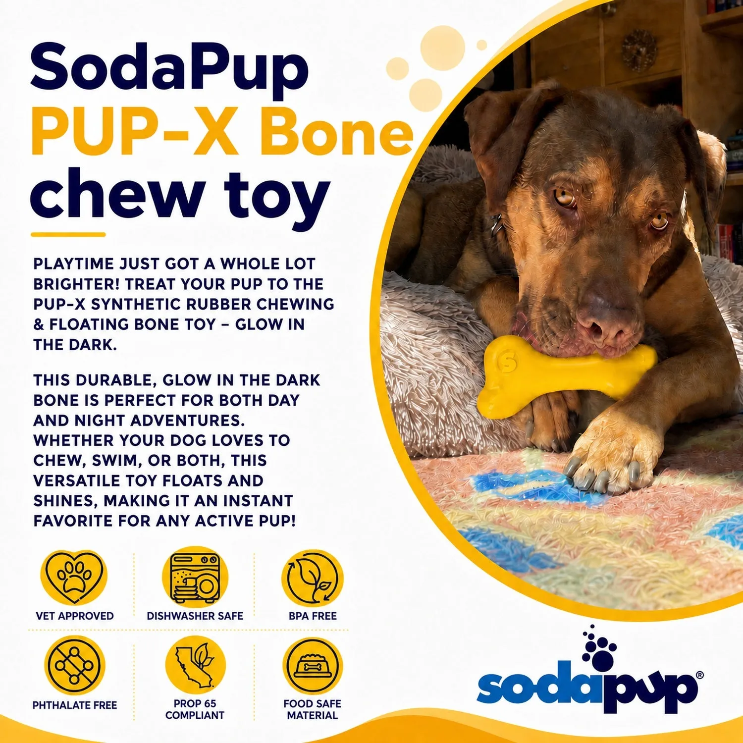 SodaPup PUP-X ben tuggleksak Large gul flytande